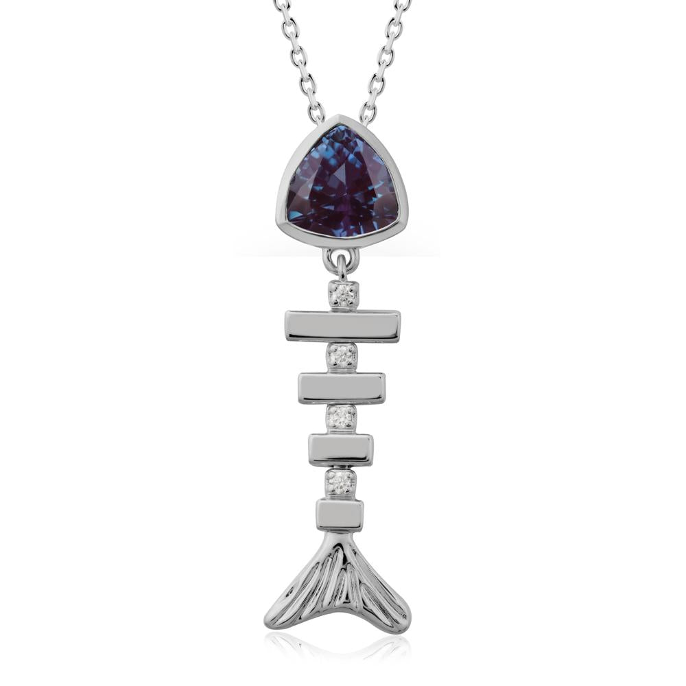 Movable Fishbone Alexandrite Necklace - LUO Jewelry #metal_platinum