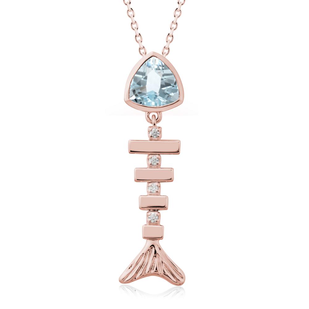 Motion Fishbone Aquamarine Pendant Necklace - LUO Jewelry #metal_18k rose gold