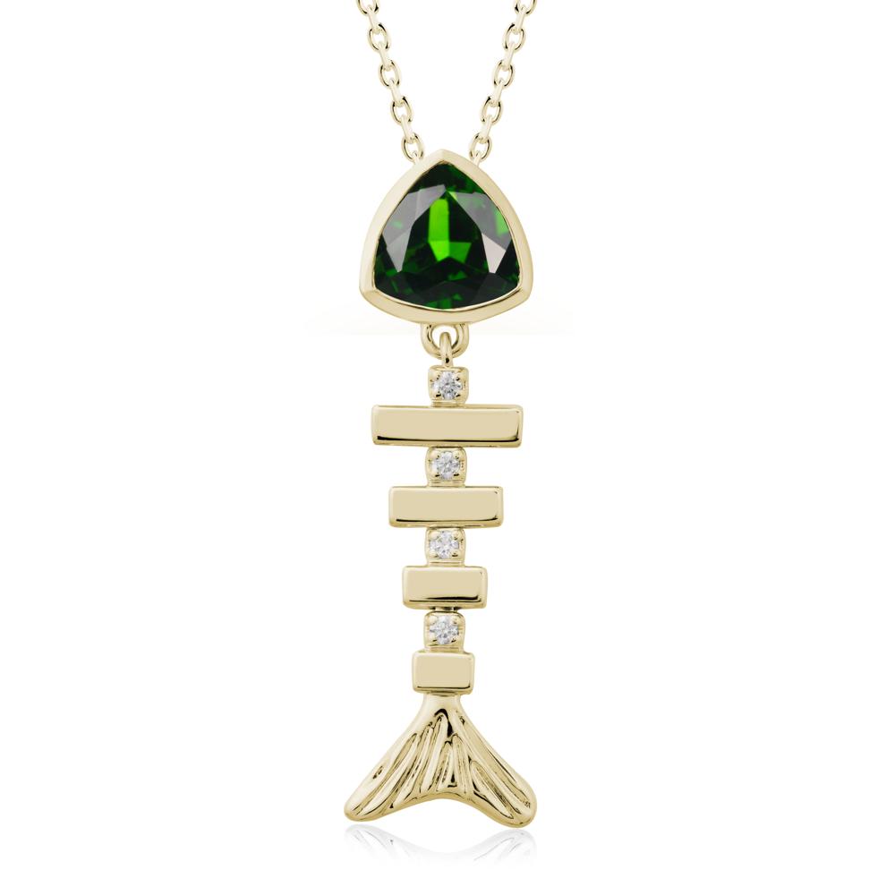 Movable Fishbone Diopside Necklace - LUO Jewelry #metal_14k yellow gold