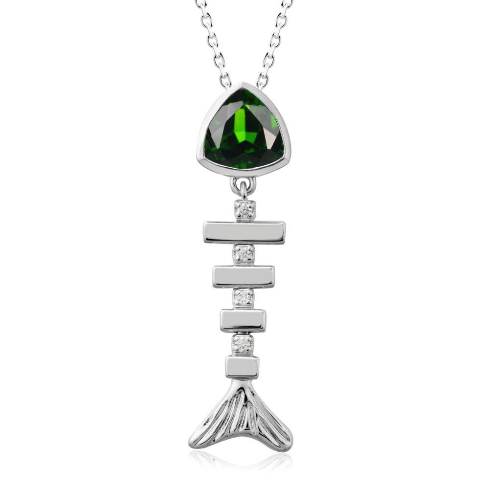 Movable Fishbone Diopside Necklace - LUO Jewelry #metal_sterling silver