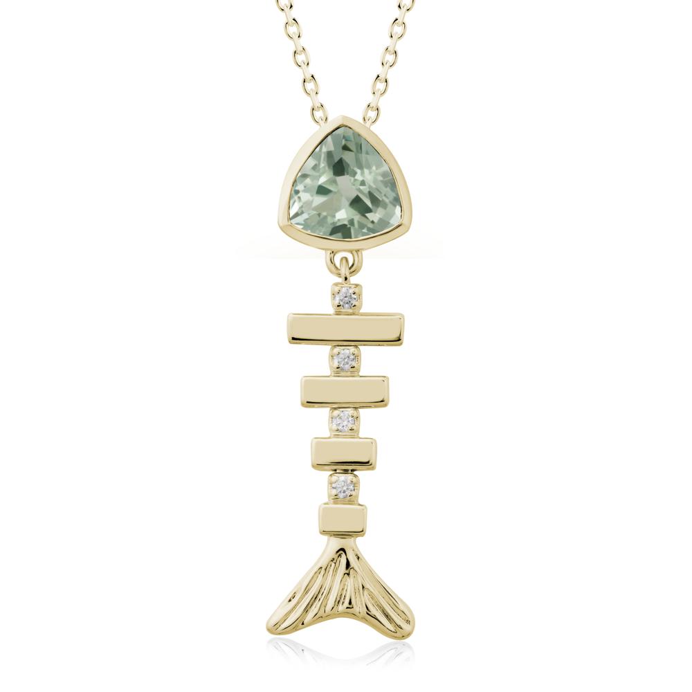 Movable Fishbone Green Amethyst Necklace - LUO Jewelry #metal_14k yellow gold