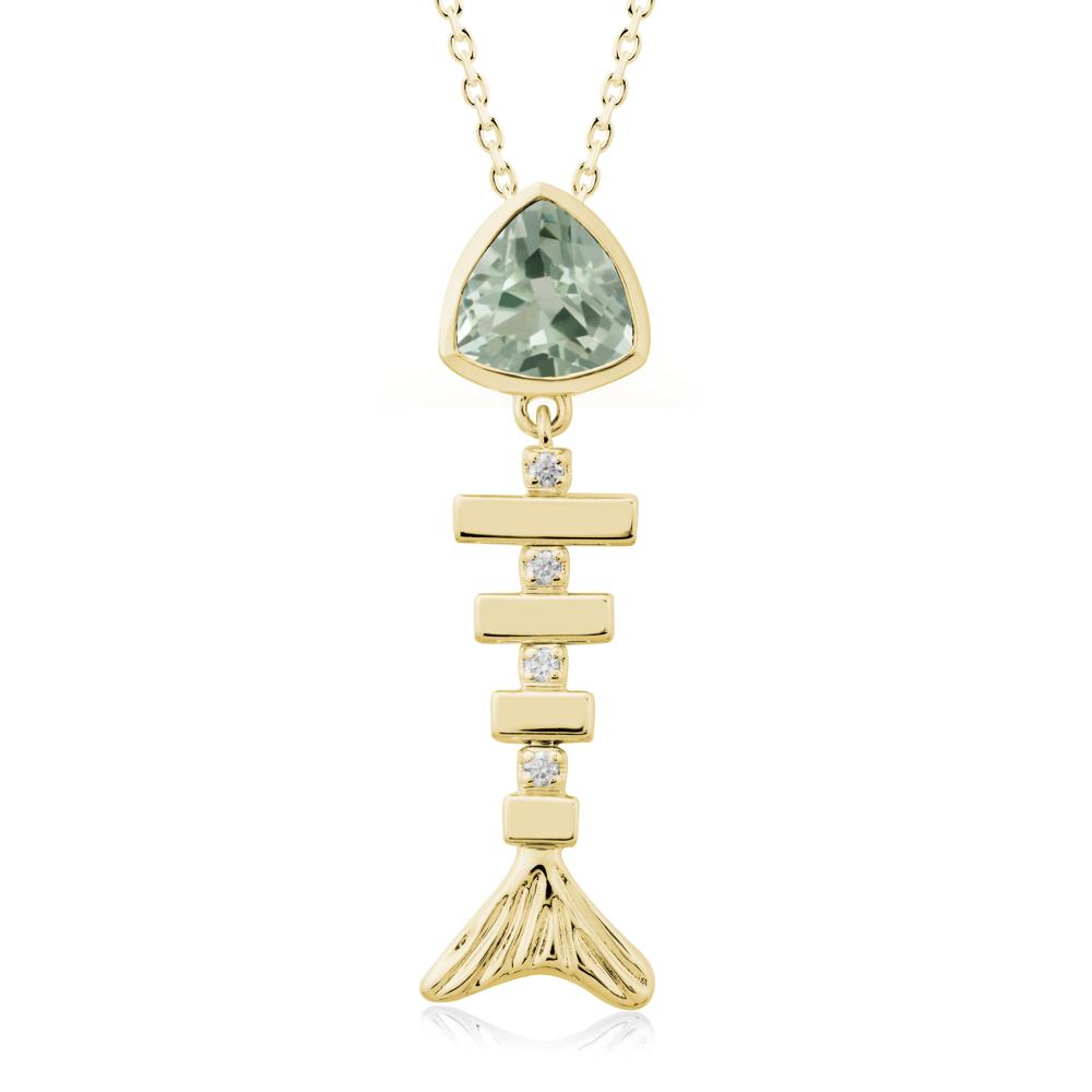Movable Fishbone Green Amethyst Necklace - LUO Jewelry #metal_18k yellow gold