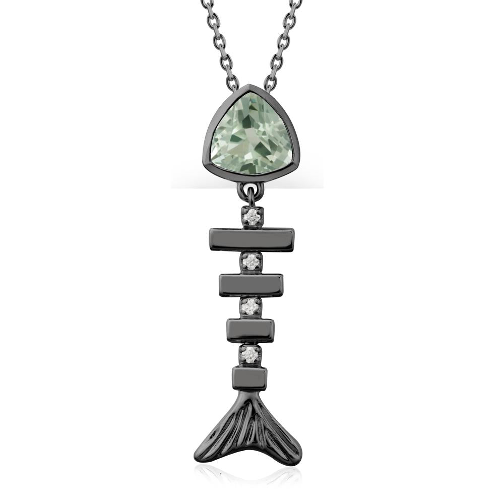 Movable Fishbone Green Amethyst Necklace - LUO Jewelry #metal_black finish sterling silver