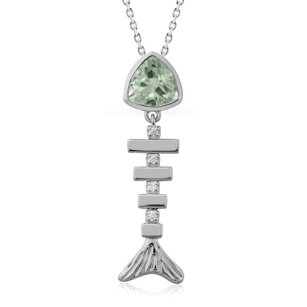 Movable Fishbone Green Amethyst Necklace - LUO Jewelry #metal_platinum