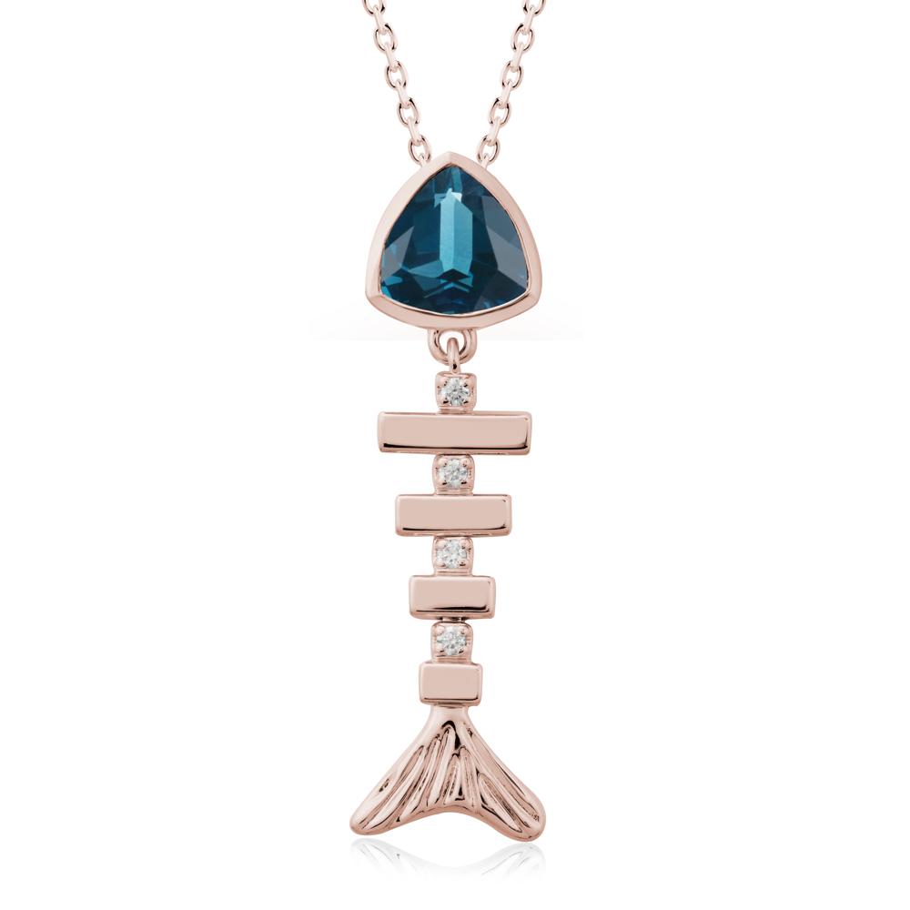 Movable Fishbone London Blue Topaz Necklace - LUO Jewelry #metal_14k rose gold