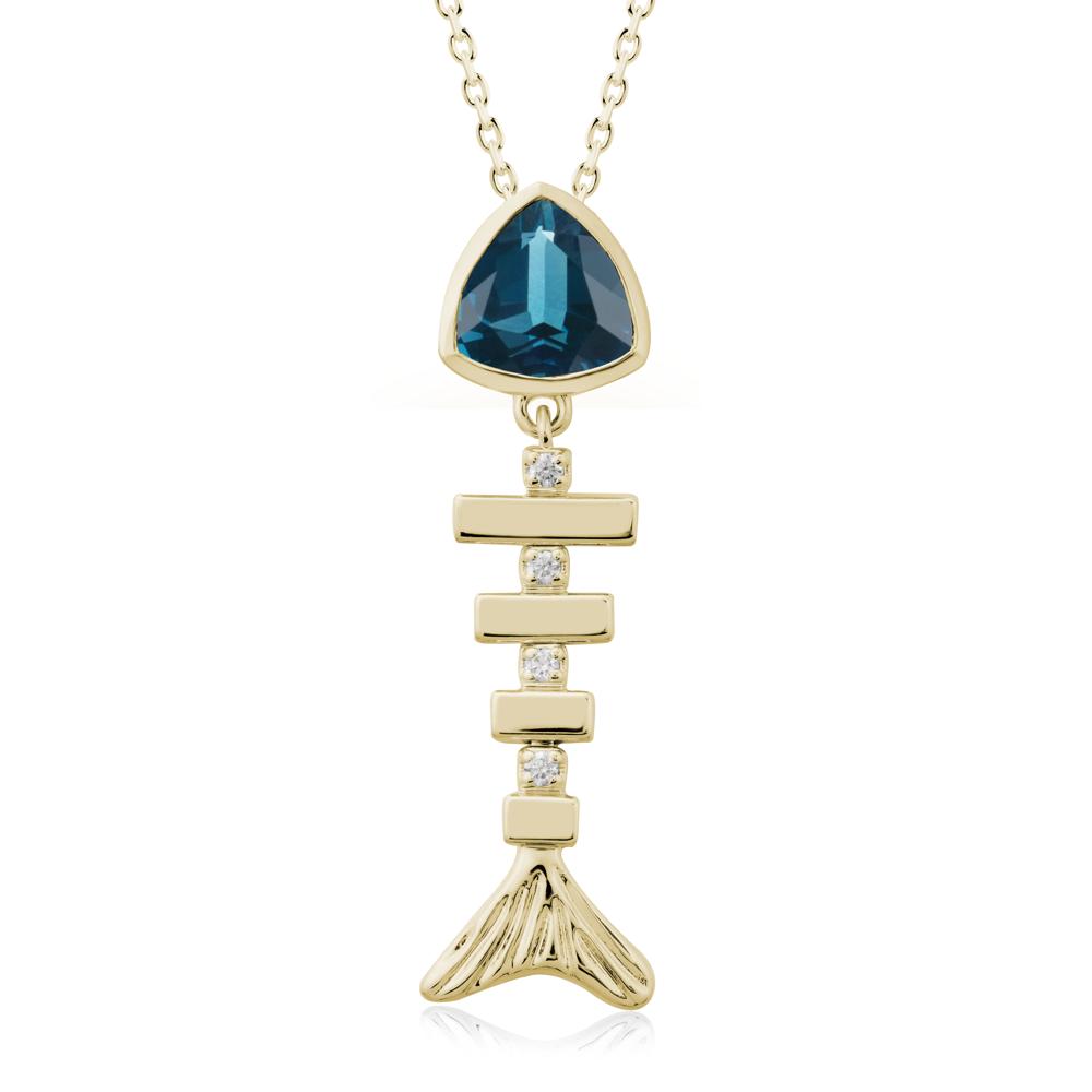 Movable Fishbone London Blue Topaz Necklace - LUO Jewelry #metal_14k yellow gold