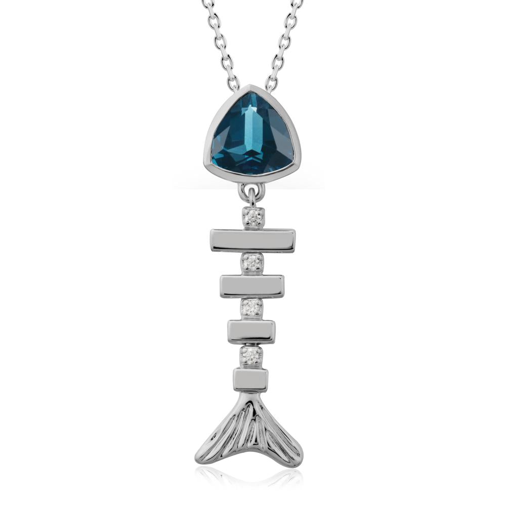 Movable Fishbone London Blue Topaz Necklace - LUO Jewelry #metal_platinum