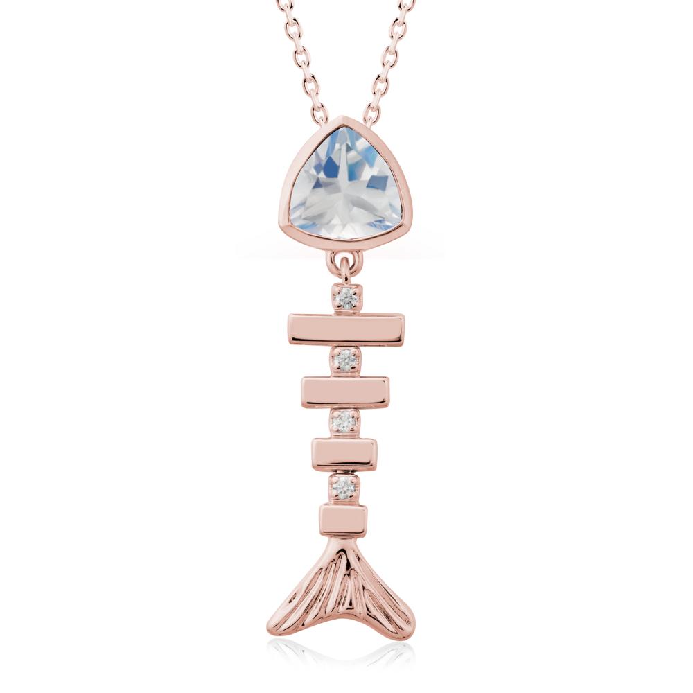 Bezel Trillion Cut Moonstone Fishbone Necklace - LUO Jewelry #metal_18k rose gold