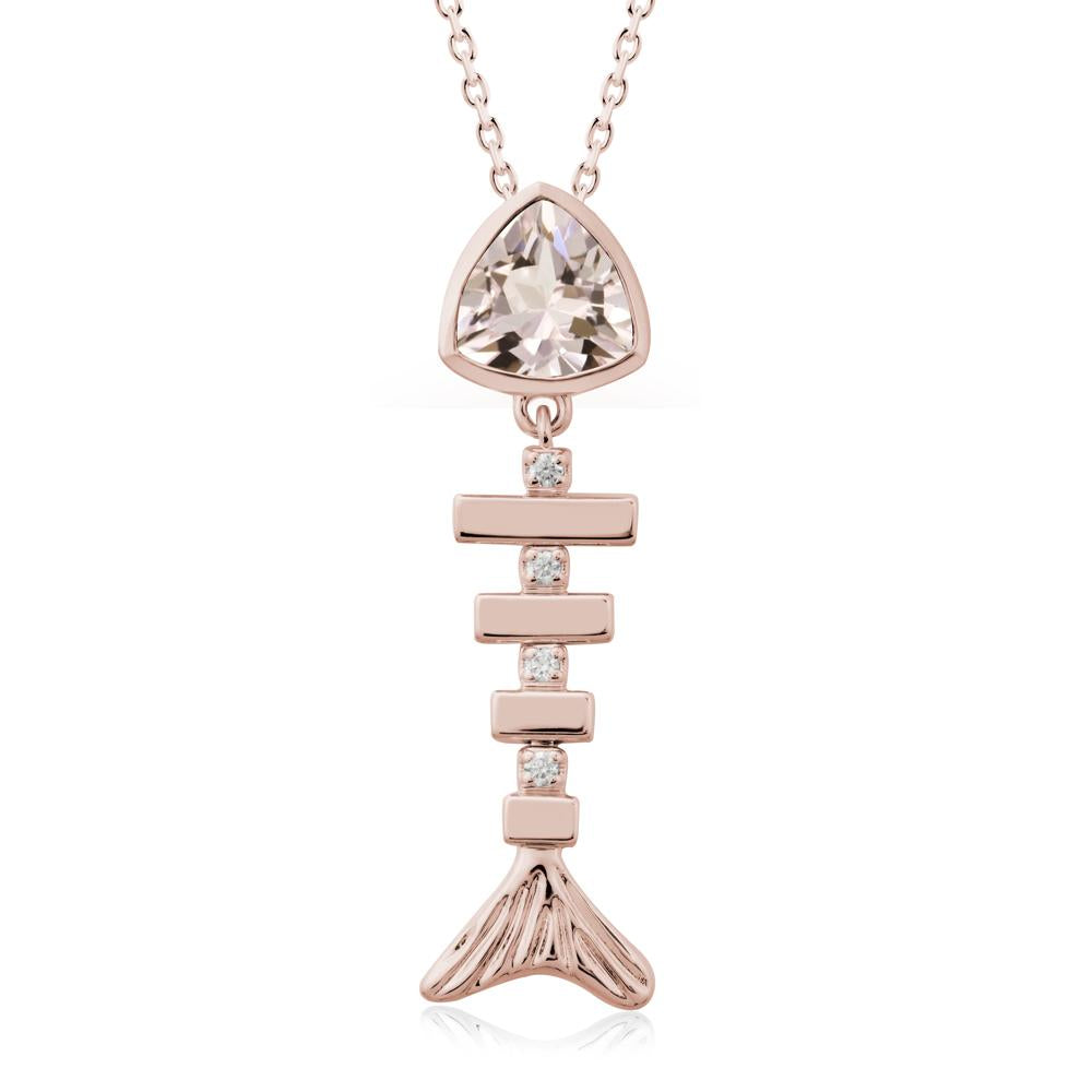 Motion Fishbone Morganite Pendant Necklace - LUO Jewelry #metal_14k rose gold