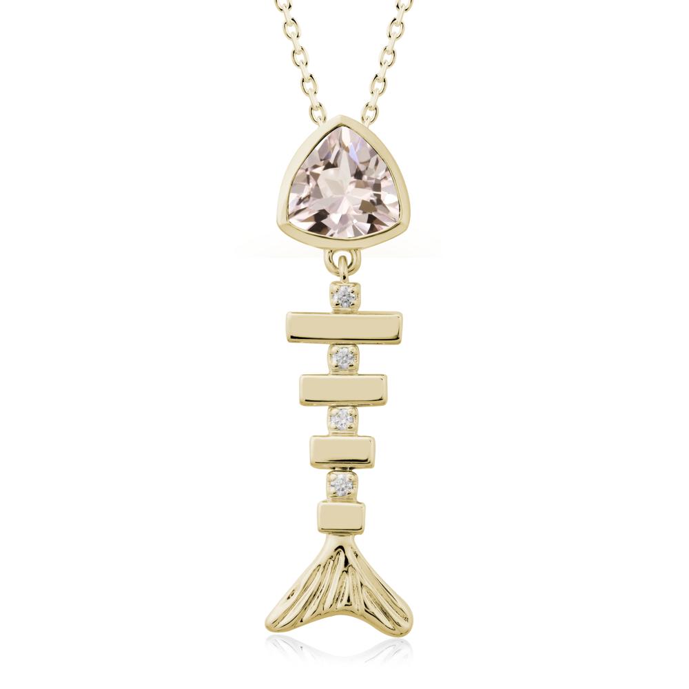 Motion Fishbone Morganite Pendant Necklace - LUO Jewelry #metal_14k yellow gold