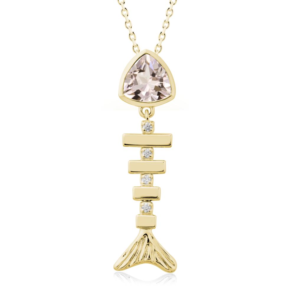 Motion Fishbone Morganite Pendant Necklace - LUO Jewelry #metal_18k yellow gold