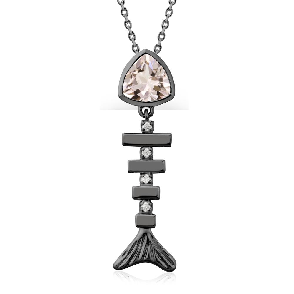 Motion Fishbone Morganite Pendant Necklace - LUO Jewelry #metal_black finish sterling silver