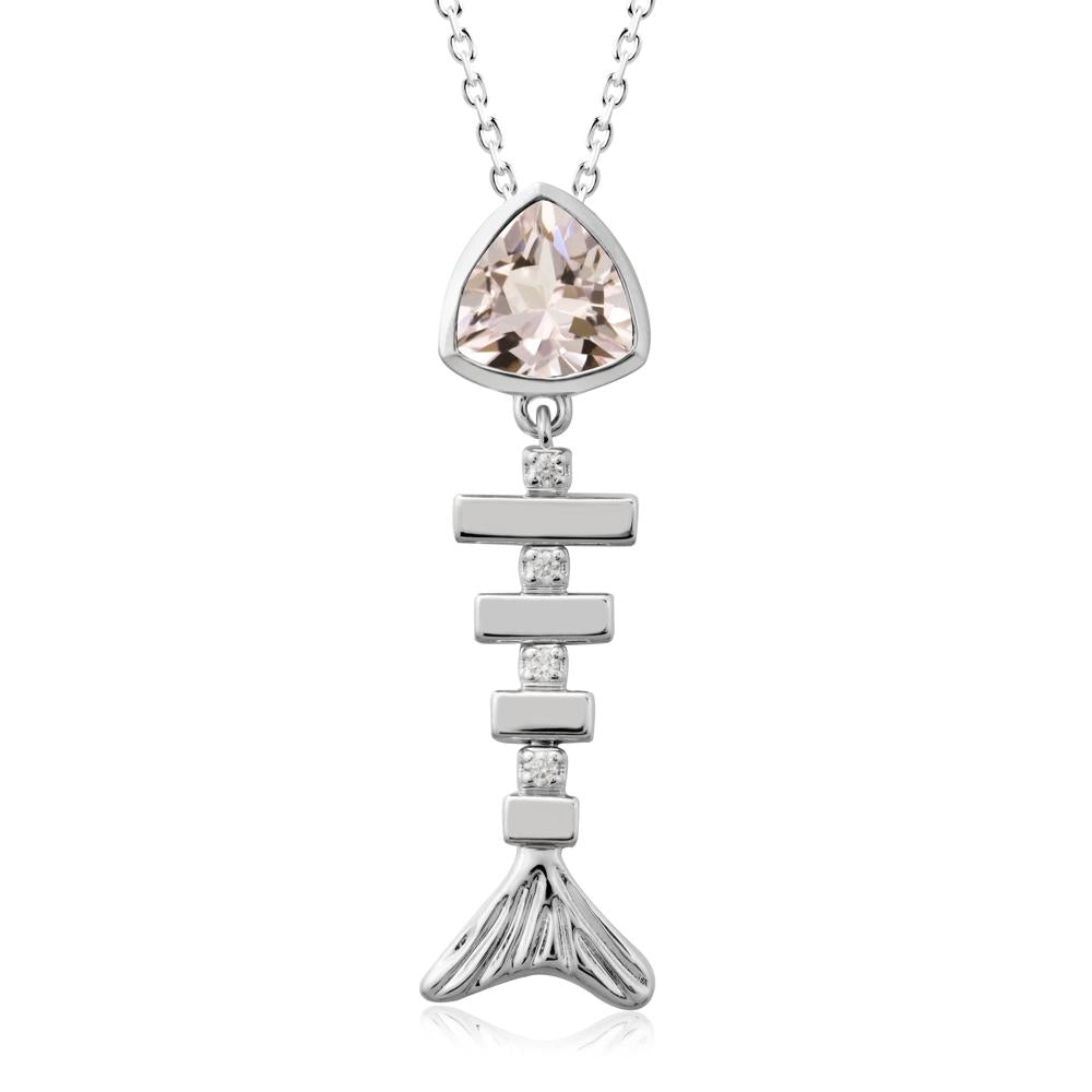 Motion Fishbone Morganite Pendant Necklace - LUO Jewelry #metal_sterling silver