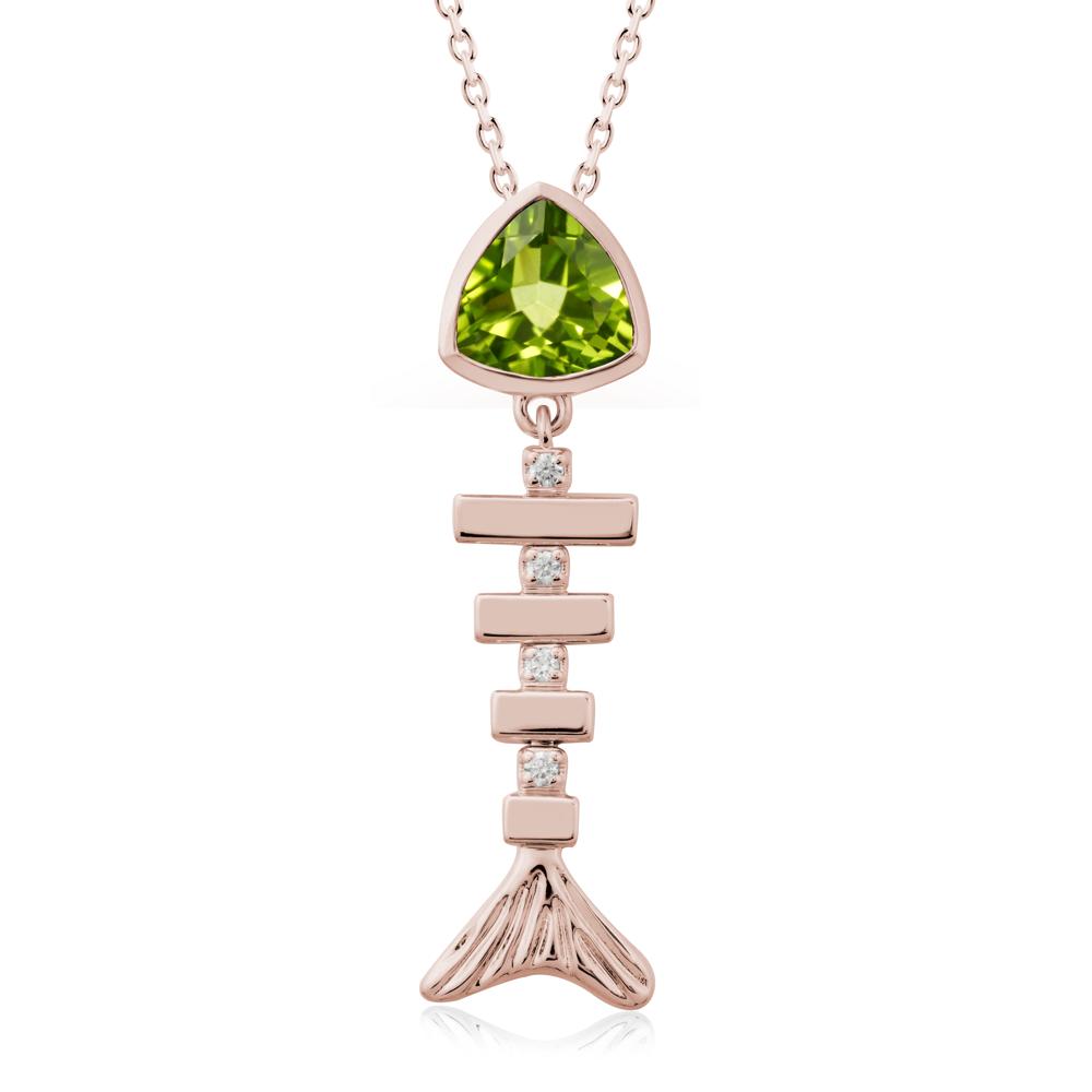 Movable Fishbone Peridot Necklace - LUO Jewelry #metal_14k rose gold
