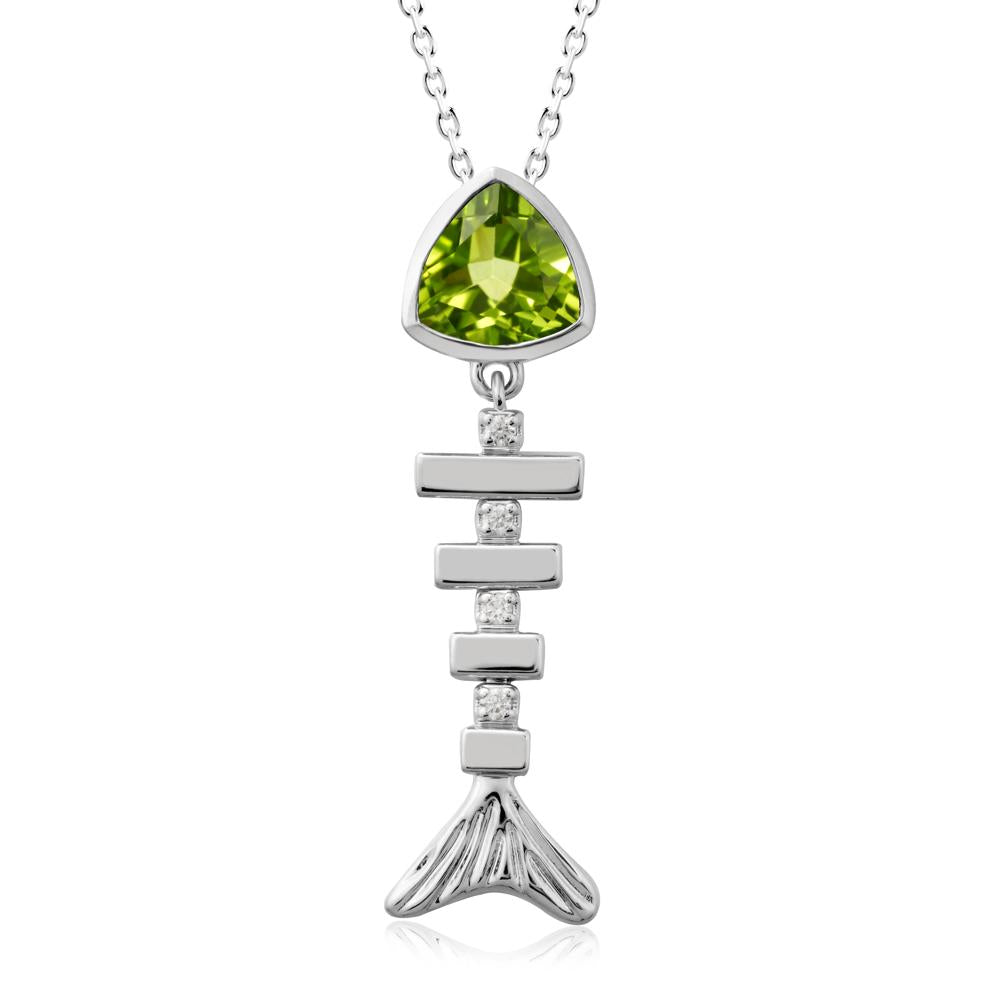 Movable Fishbone Peridot Necklace - LUO Jewelry #metal_sterling silver