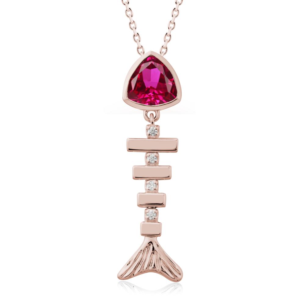 Motion Fishbone Ruby Pendant Necklace - LUO Jewelry #metal_14k rose gold