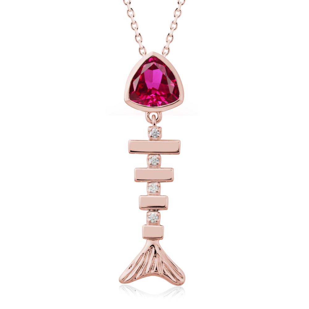 Motion Fishbone Ruby Pendant Necklace - LUO Jewelry #metal_18k rose gold