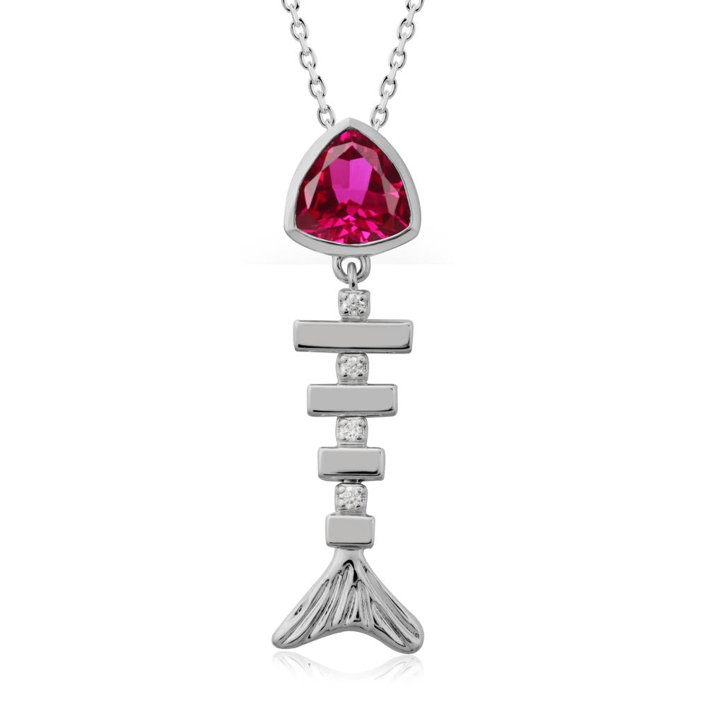 Motion Fishbone Ruby Pendant Necklace - LUO Jewelry #metal_platinum