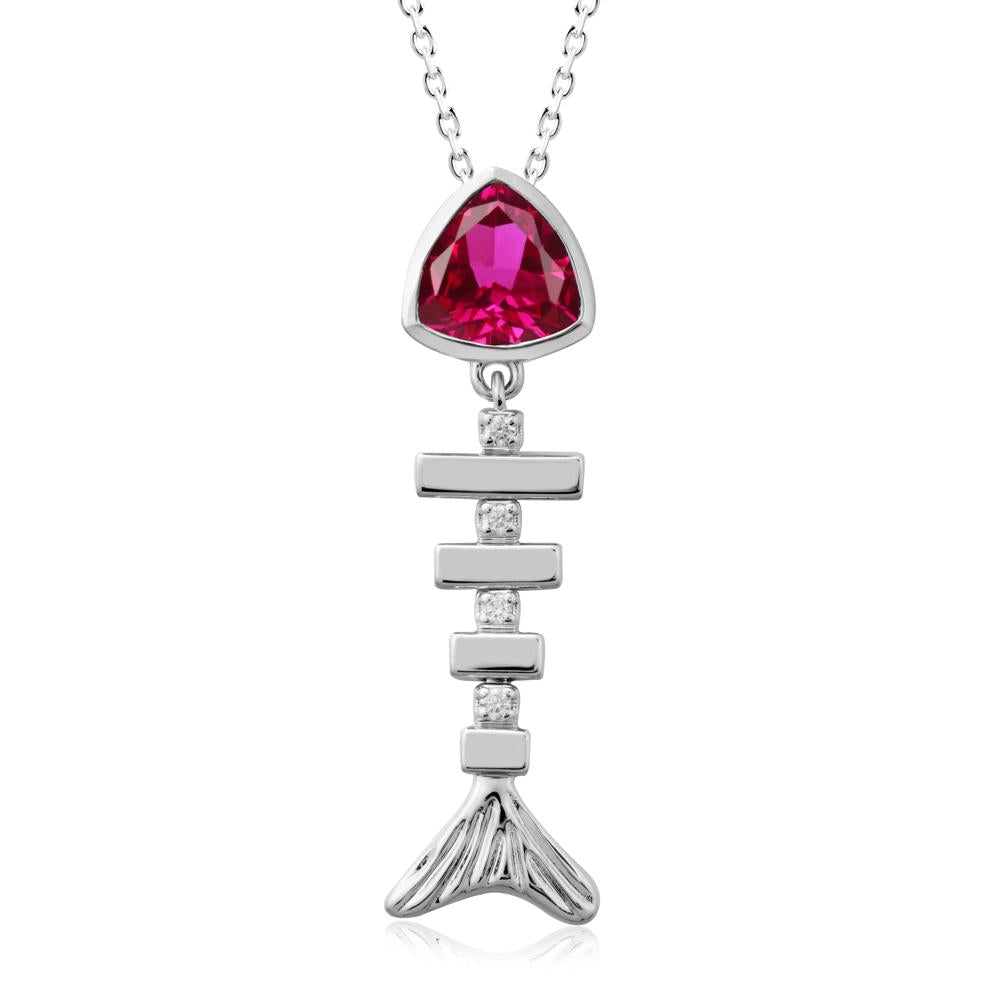Motion Fishbone Ruby Pendant Necklace - LUO Jewelry #metal_sterling silver