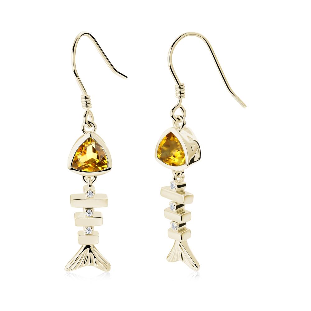 Motion Fishbone Citrine French Hook Earrings - LUO Jewelry #metal_14k yellow gold