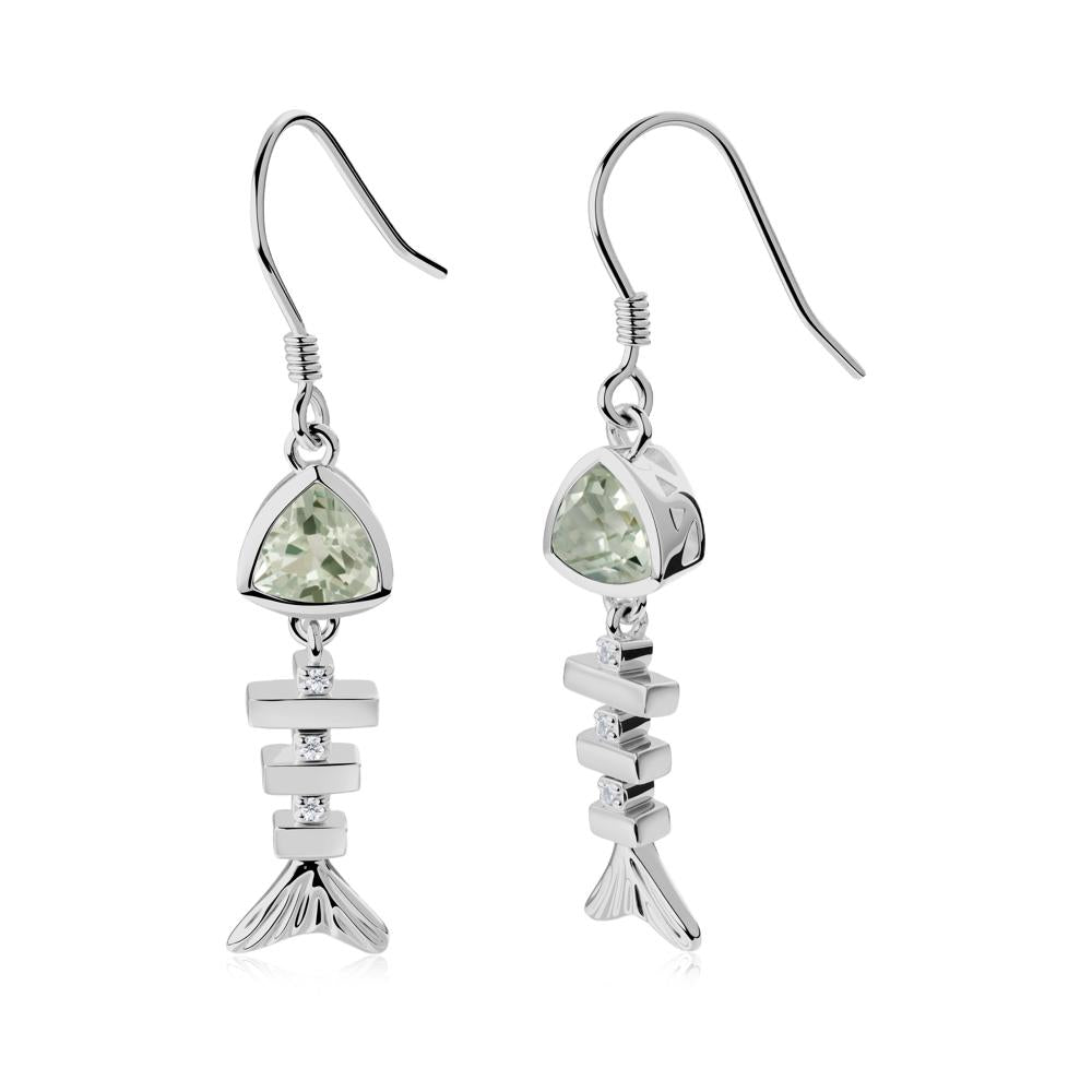 Motion Fishbone Green Amethyst French Hook Earrings - LUO Jewelry #metal_platinum