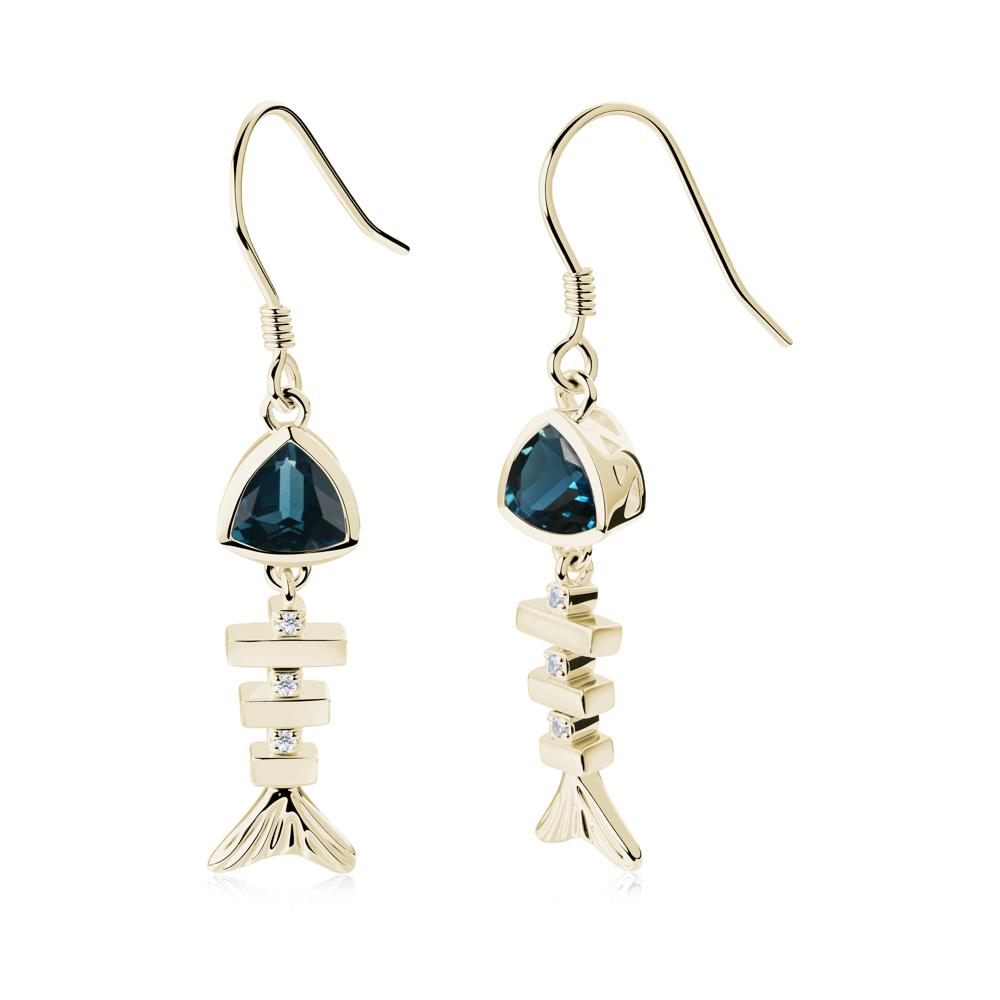 Motion Fishbone London Blue Topaz French Hook Earrings - LUO Jewelry #metal_14k yellow gold