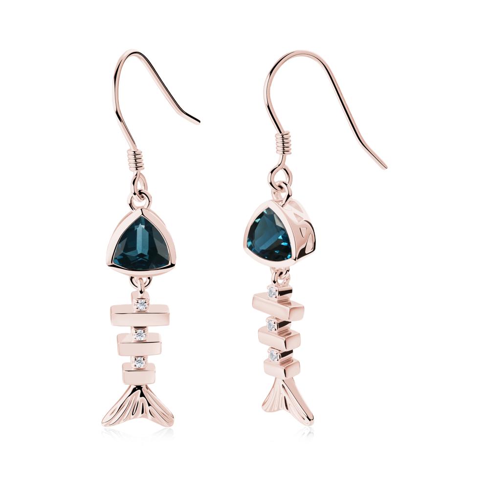 Motion Fishbone London Blue Topaz French Hook Earrings - LUO Jewelry #metal_18k rose gold