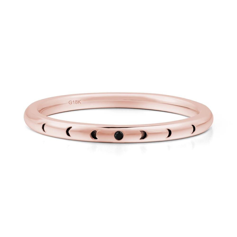Minimalist Stackable Black Spinel Wedding Band - LUO Jewelry #metal_18k rose gold