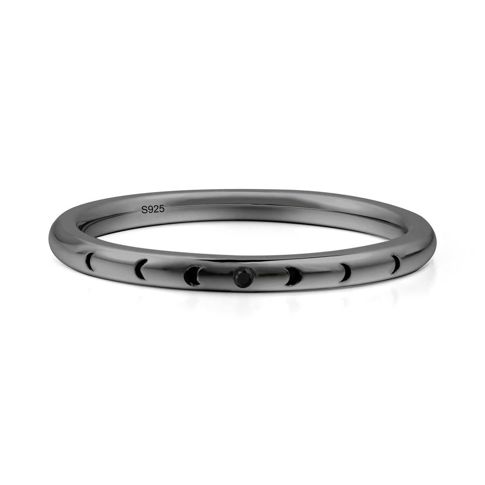 Minimalist Stackable Black Spinel Wedding Band - LUO Jewelry #metal_black finish sterling silver