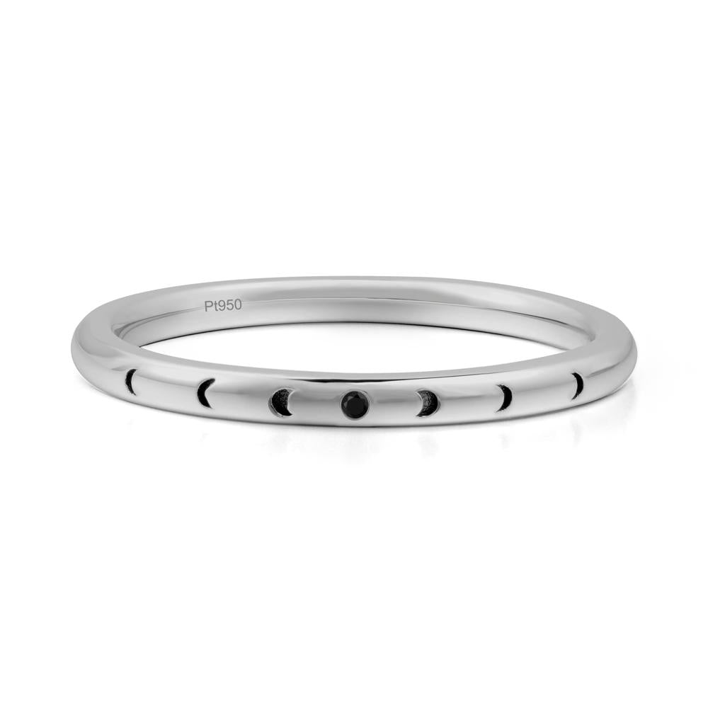 Minimalist Stackable Black Spinel Wedding Band - LUO Jewelry #metal_platinum