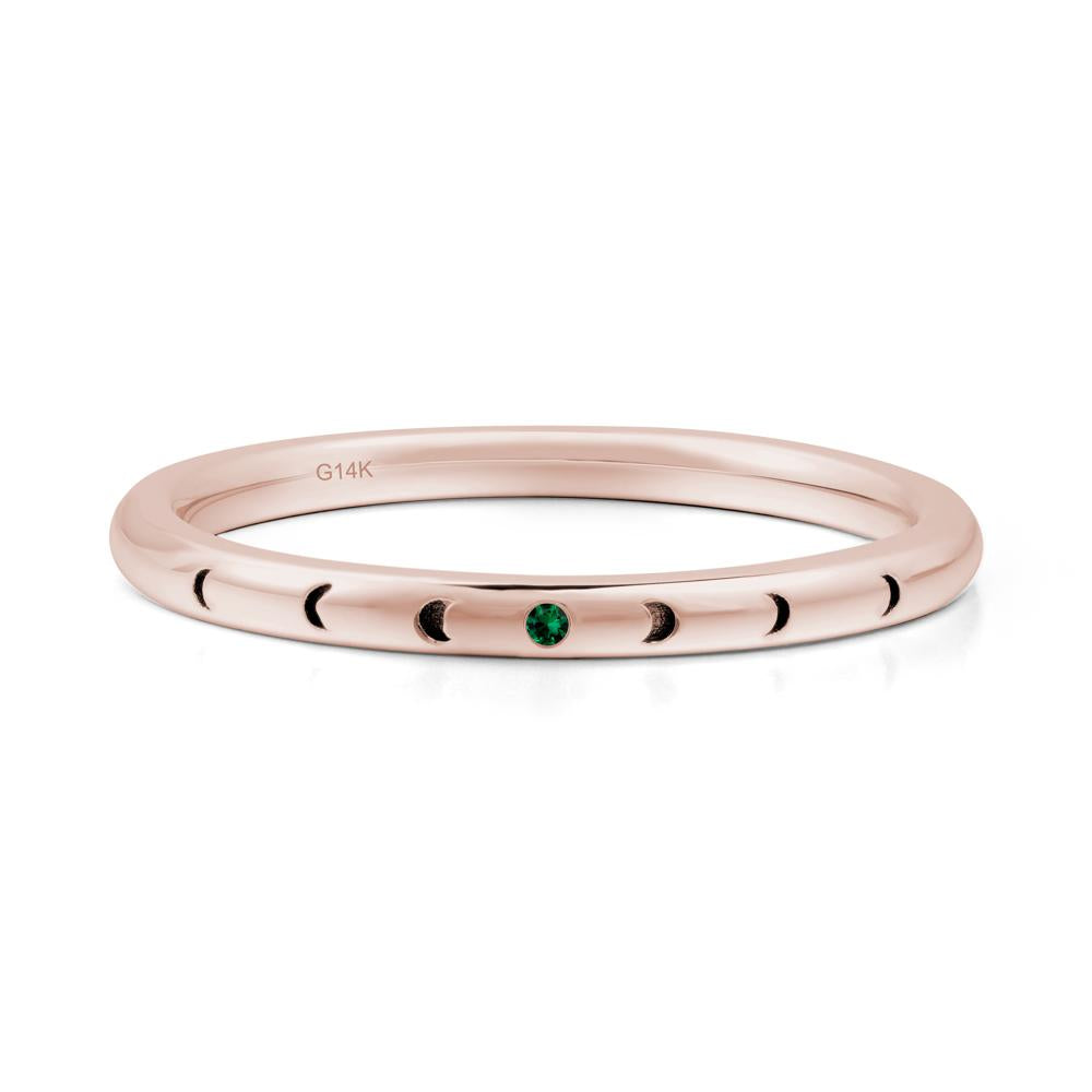 Minimalist Stackable Emerald Wedding Band - LUO Jewelry #metal_14k rose gold