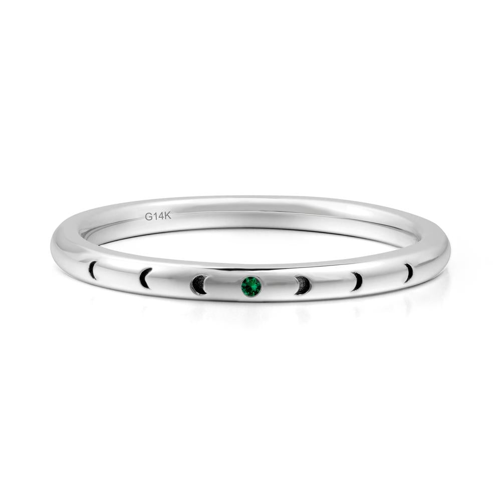 Minimalist Stackable Emerald Wedding Band - LUO Jewelry #metal_14k white gold