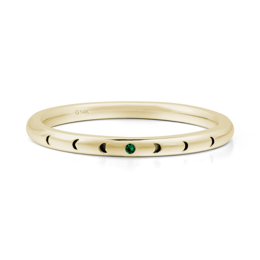 Minimalist Stackable Emerald Wedding Band - LUO Jewelry #metal_14k yellow gold