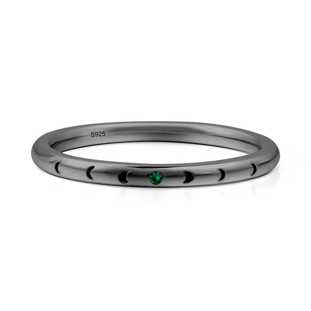 Minimalist Stackable Emerald Wedding Band - LUO Jewelry #metal_black finish sterling silver