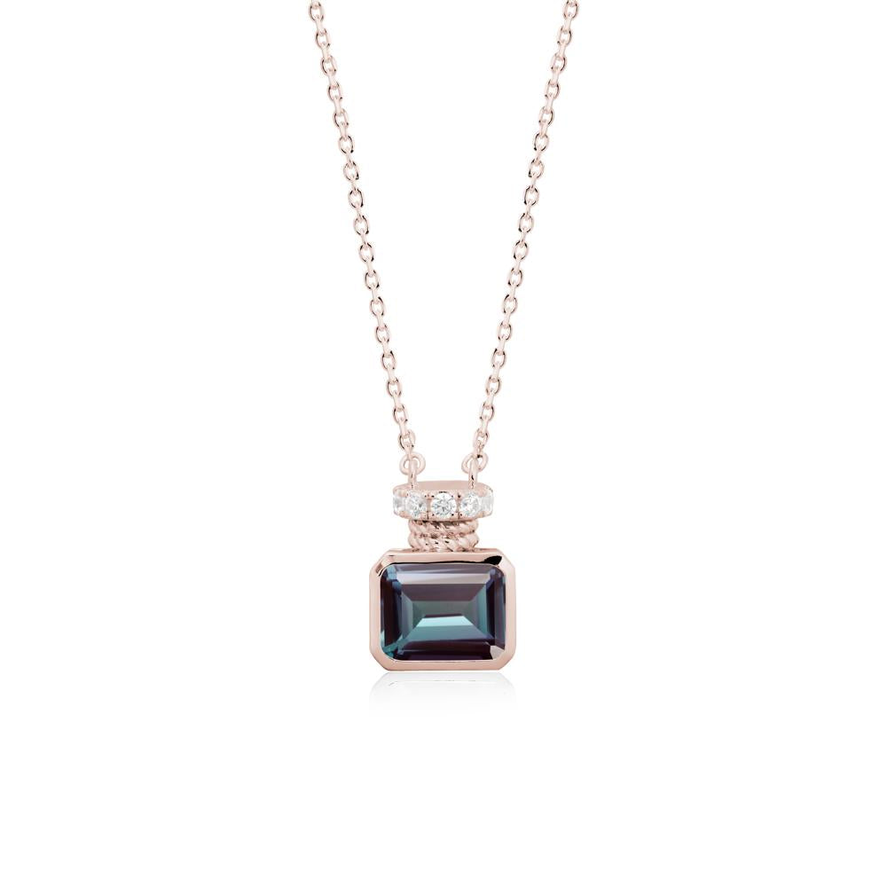 Solitaire Emerald Cut Alexandrite Necklace - LUO Jewelry #metal_14k rose gold