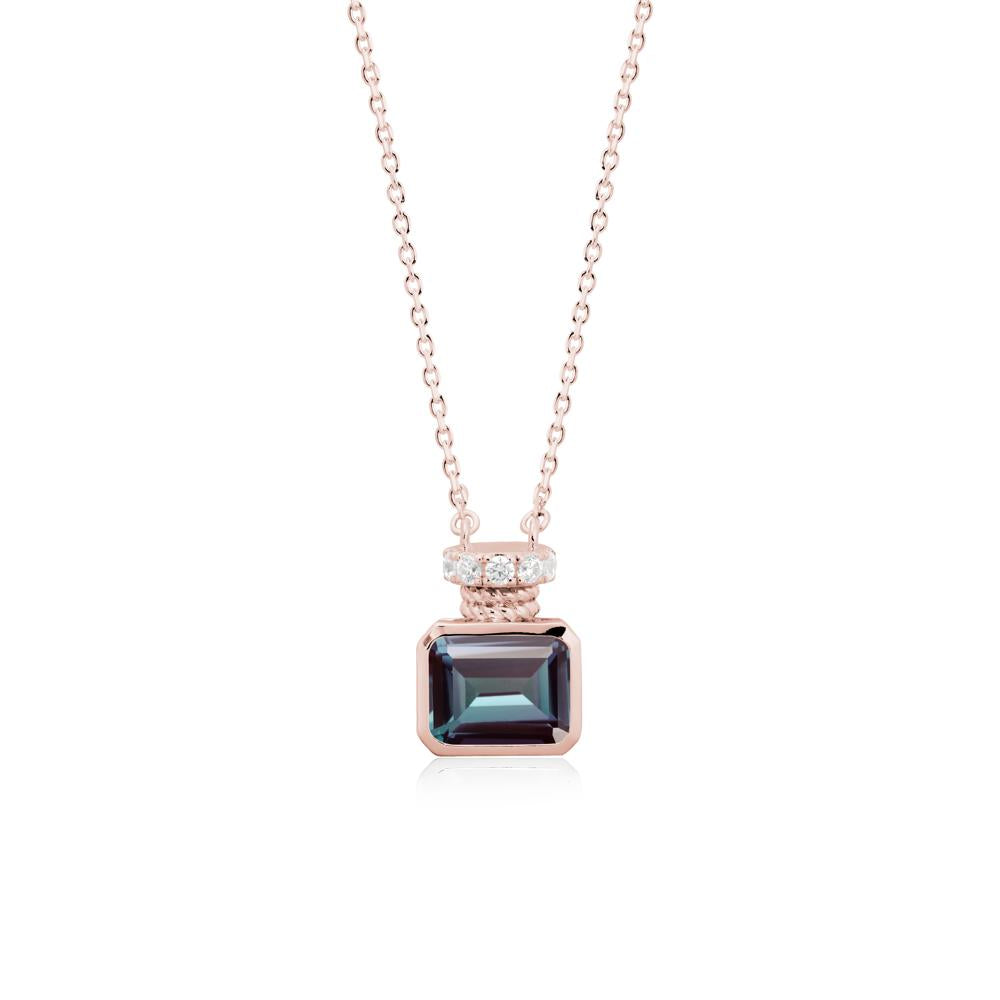 Solitaire Emerald Cut Alexandrite Necklace - LUO Jewelry #metal_18k rose gold