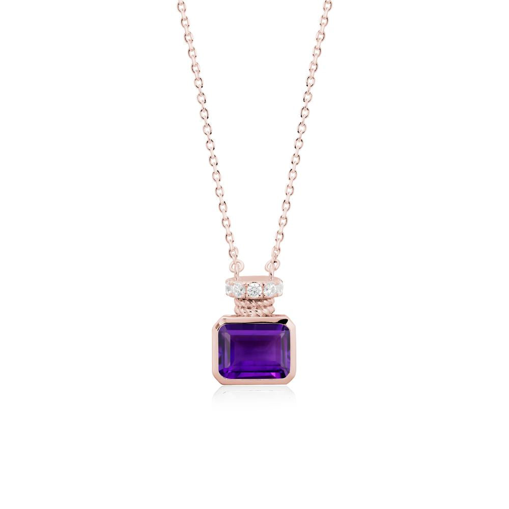 Amethyst Perfume Bottle Design Pendant Necklace - LUO Jewelry #metal_18k rose gold