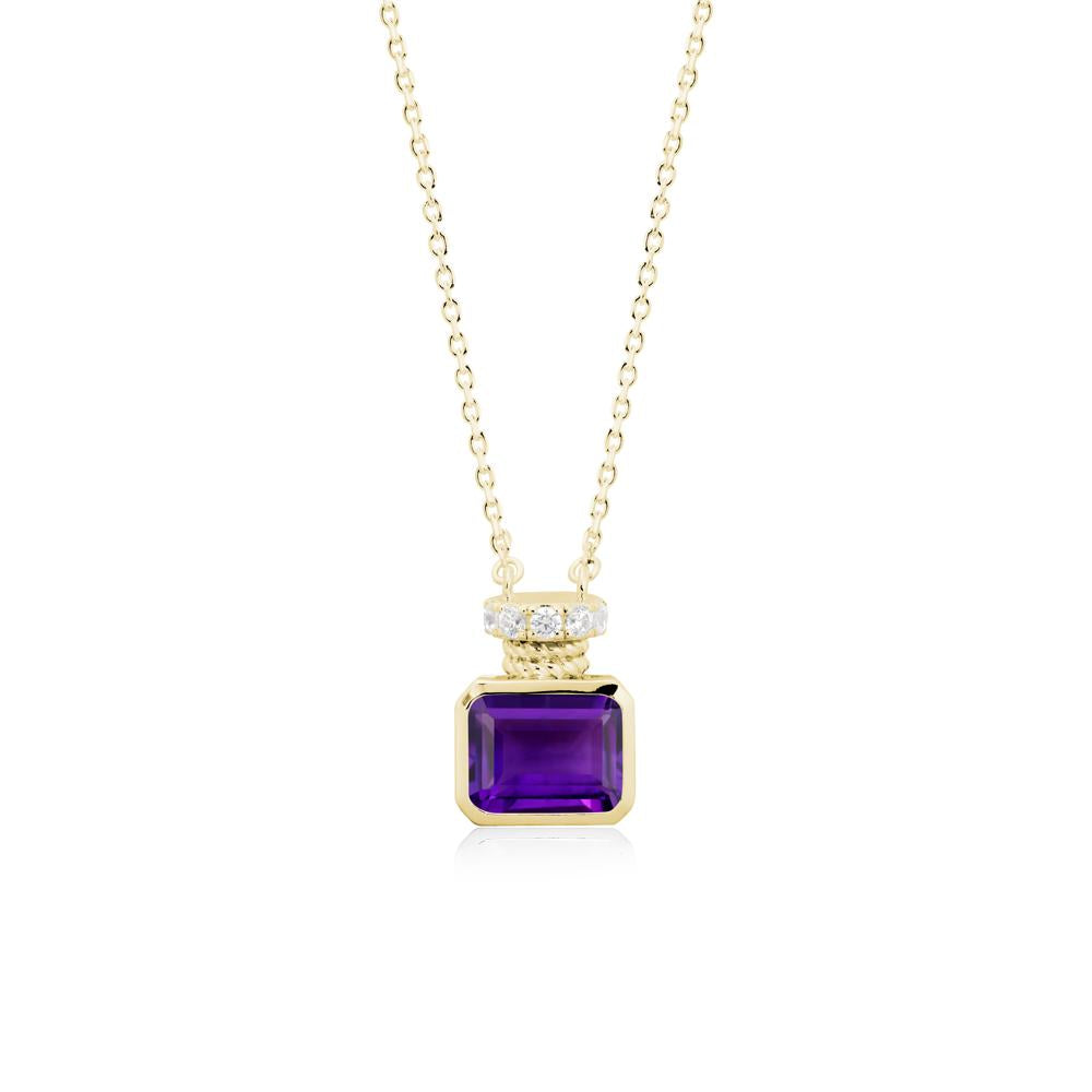Amethyst Perfume Bottle Design Pendant Necklace - LUO Jewelry #metal_18k yellow gold