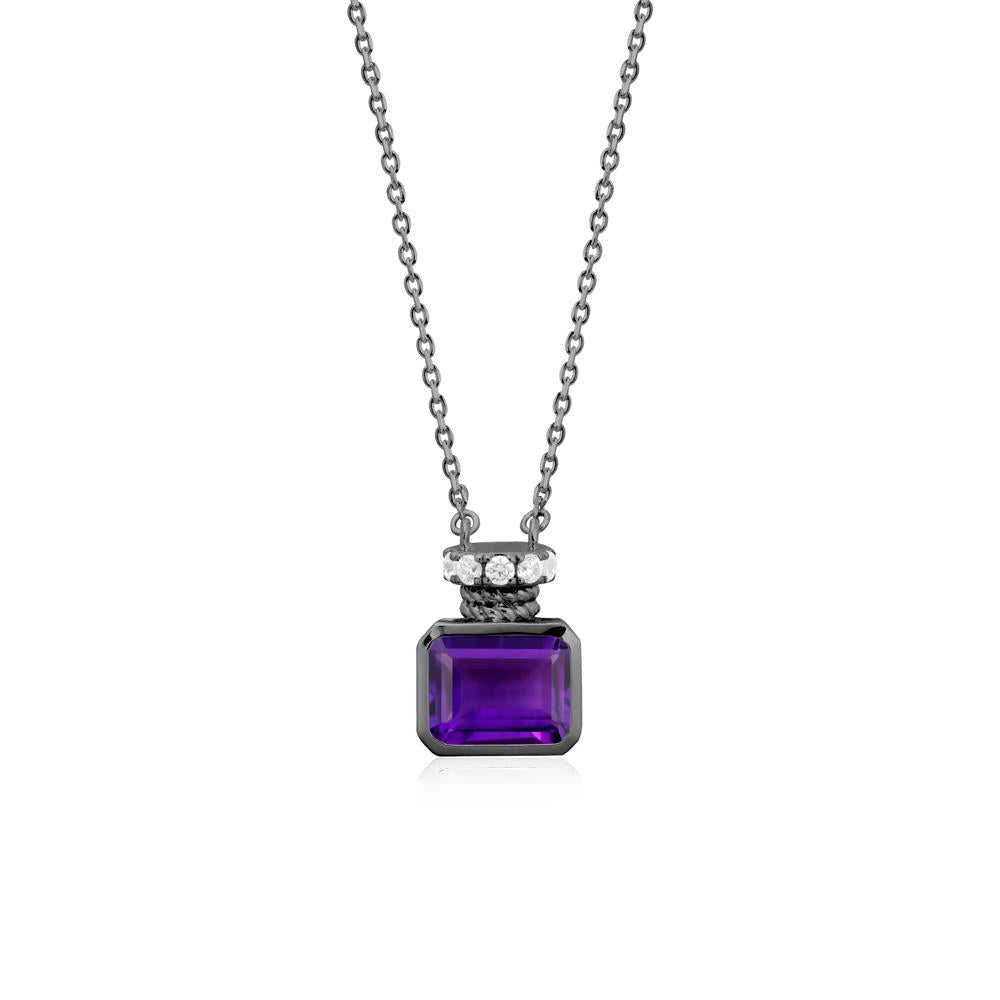Amethyst Perfume Bottle Design Pendant Necklace - LUO Jewelry #metal_black finish sterling silver