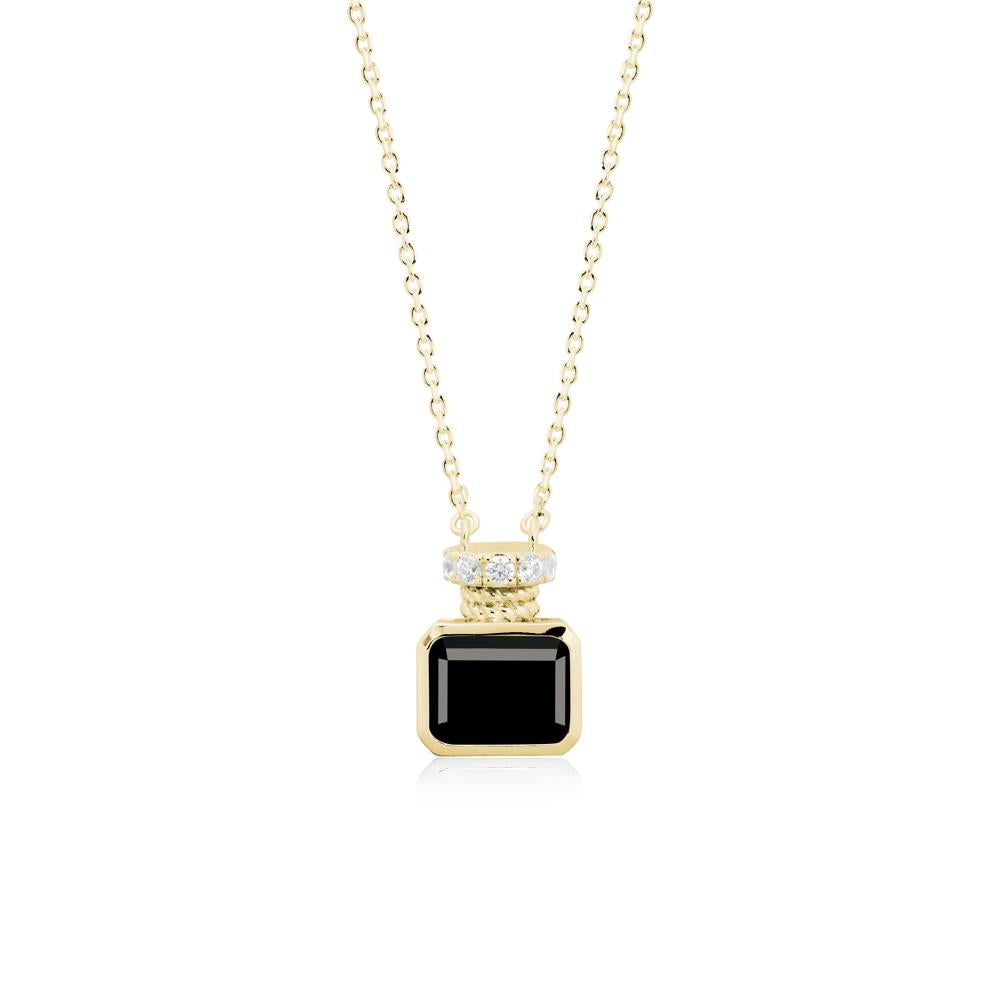 Solitaire Emerald Cut Black Spinel Necklace - LUO Jewelry #metal_18k yellow gold