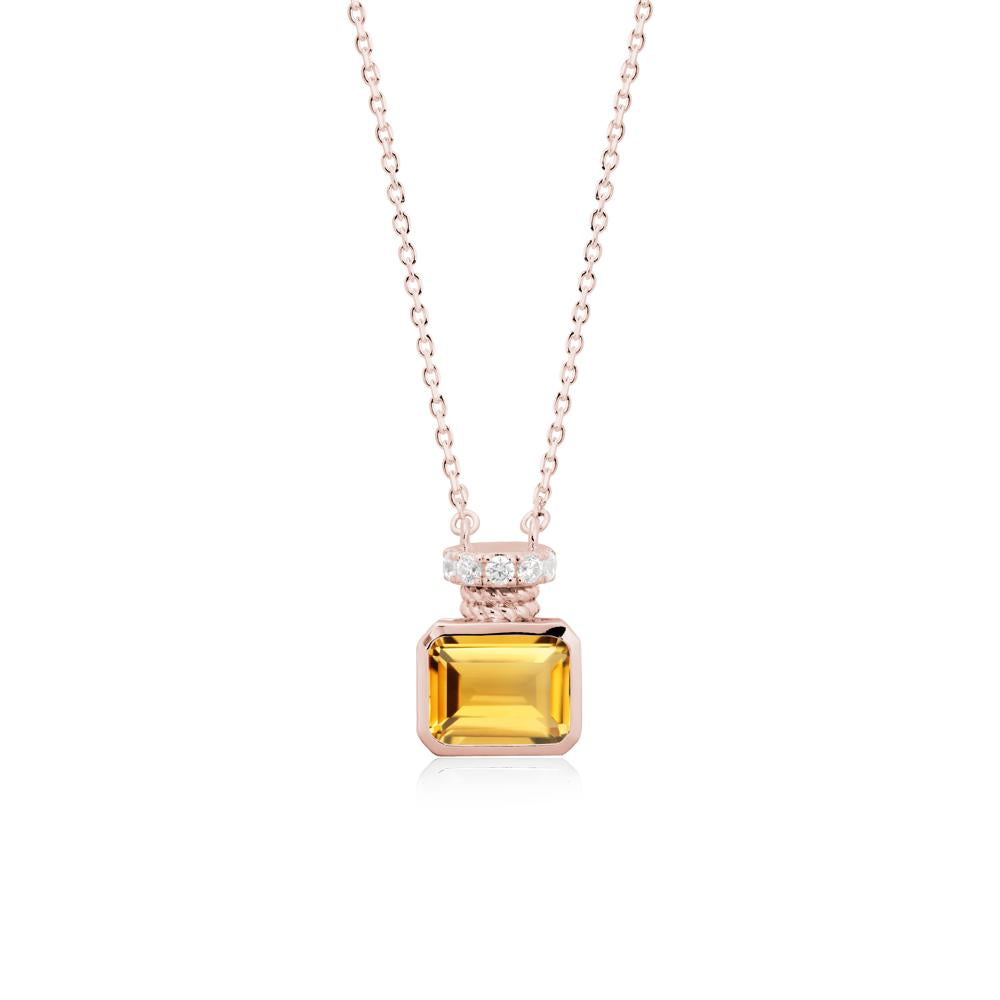 Citrine Perfume Bottle Design Pendant Necklace - LUO Jewelry #metal_18k rose gold