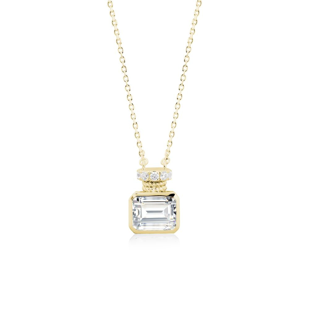 Bezel Set Emerald Cut Cubic Zirconia Necklace - LUO Jewelry #metal_18k yellow gold