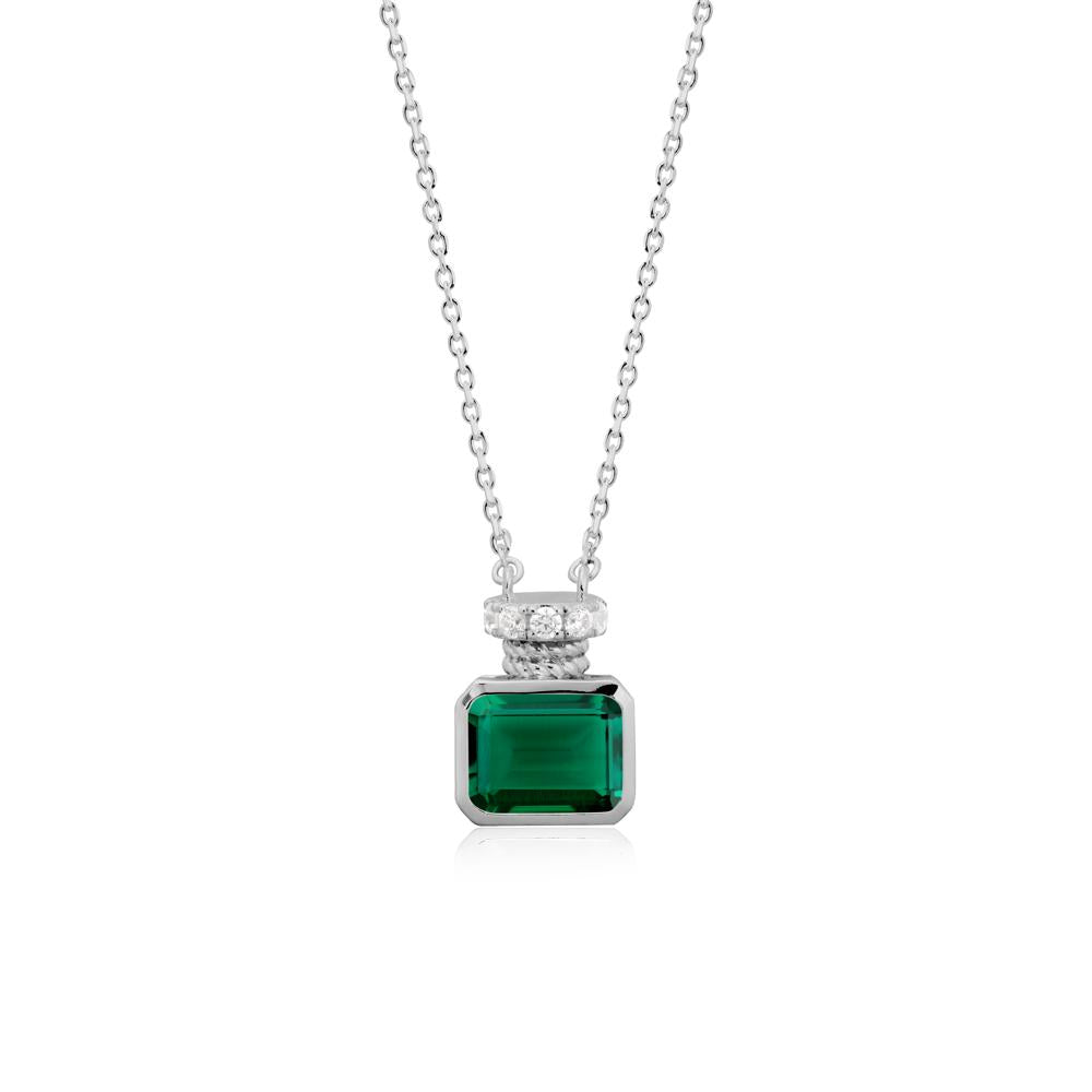 Solitaire Emerald Cut Emerald Necklace - LUO Jewelry #metal_platinum