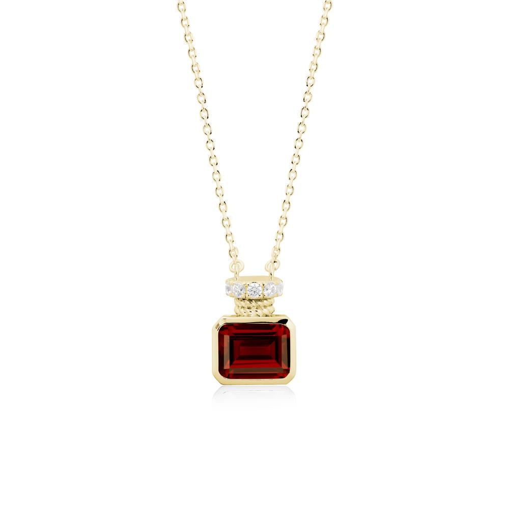Garnet Perfume Bottle Design Pendant Necklace - LUO Jewelry #metal_18k yellow gold