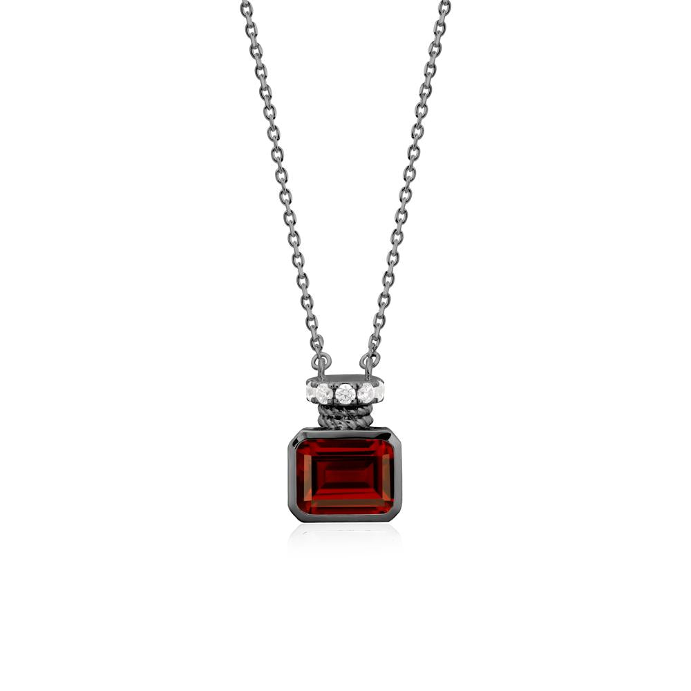Garnet Perfume Bottle Design Pendant Necklace - LUO Jewelry #metal_black finish sterling silver