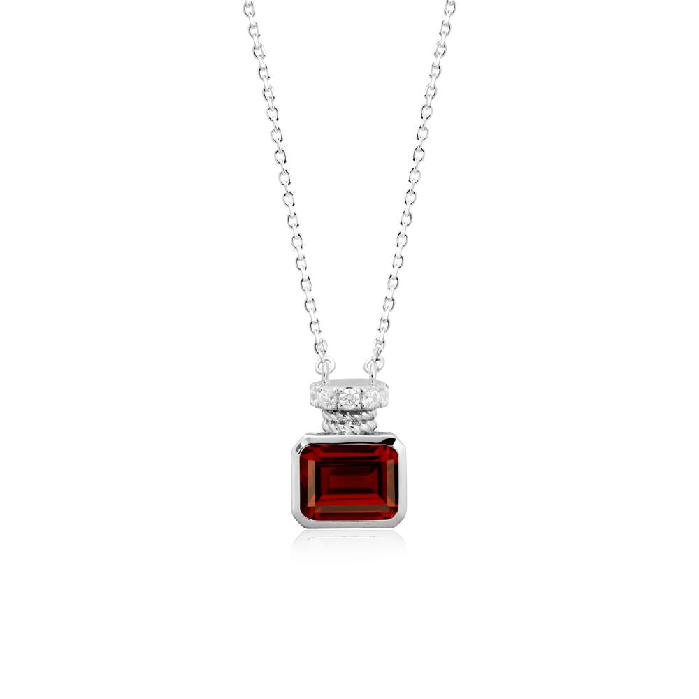 Garnet Perfume Bottle Design Pendant Necklace - LUO Jewelry #metal_sterling silver