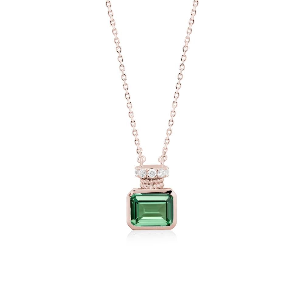 Solitaire Emerald Cut Green Sapphire Necklace - LUO Jewelry #metal_14k rose gold