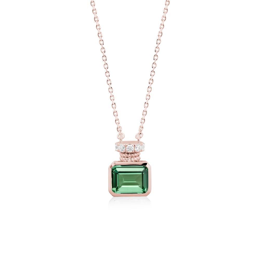 Solitaire Emerald Cut Green Sapphire Necklace - LUO Jewelry #metal_18k rose gold