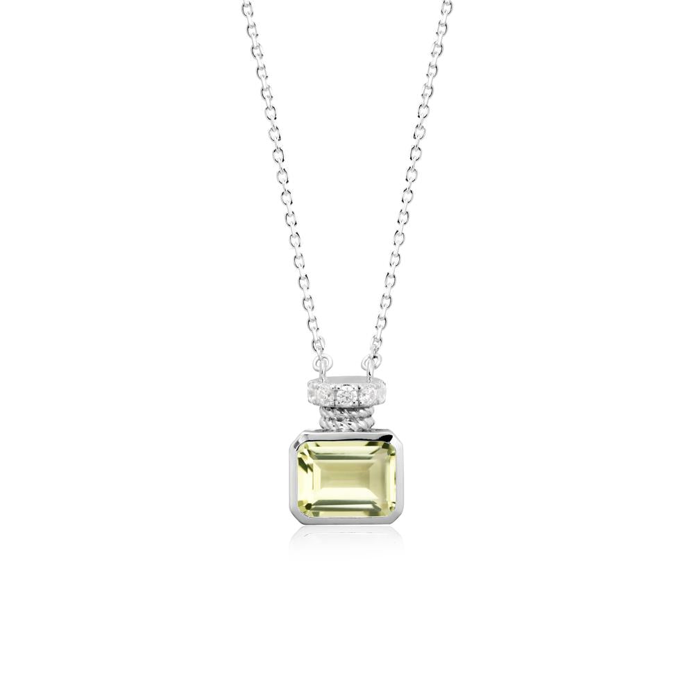 Lemon Quartz Perfume Bottle Design Pendant Necklace - LUO Jewelry #metal_14k white gold