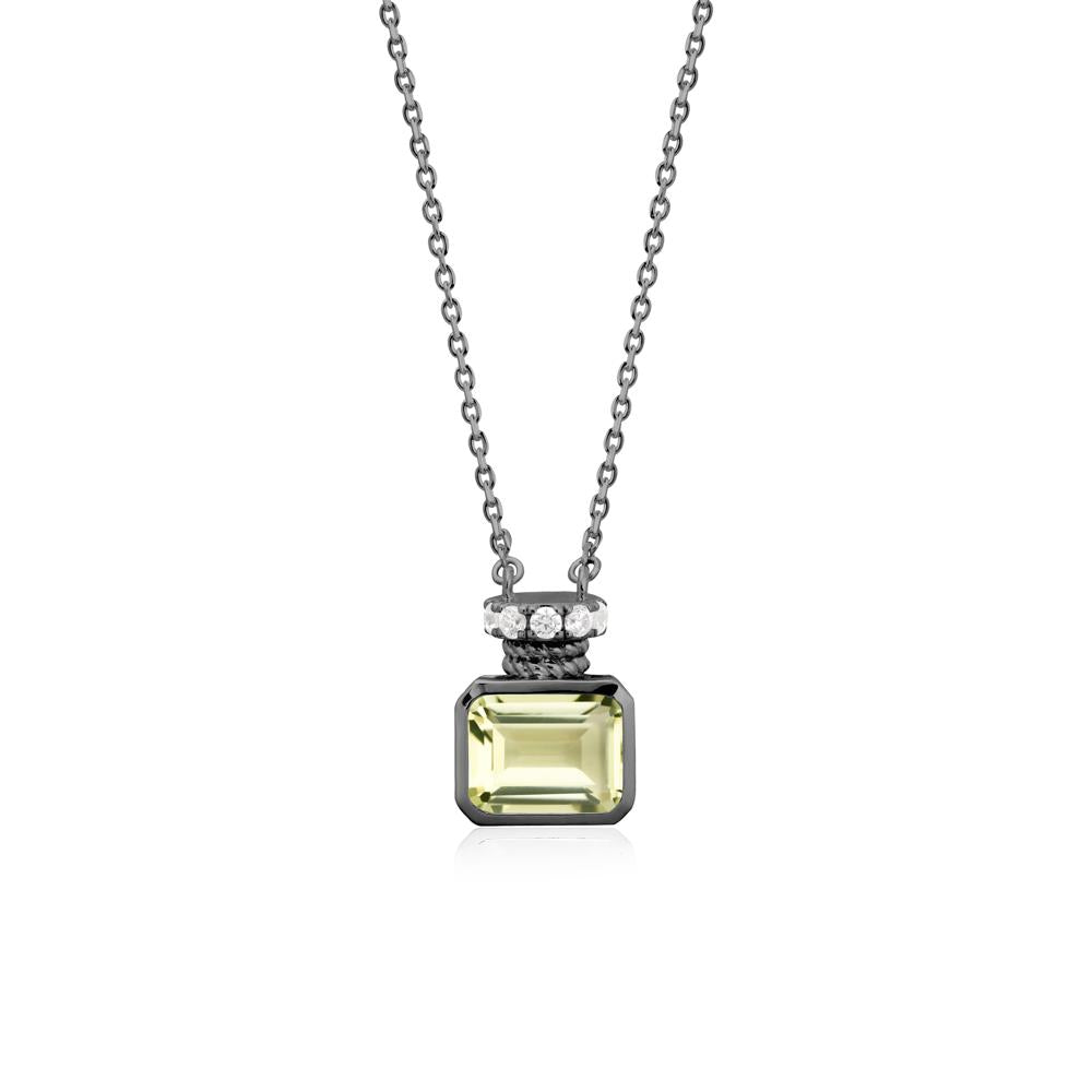 Lemon Quartz Perfume Bottle Design Pendant Necklace - LUO Jewelry #metal_black finish sterling silver